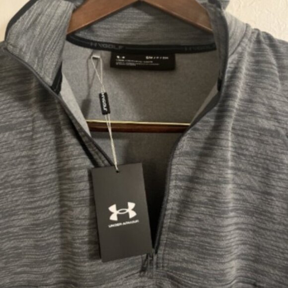 Under Armour Men's Black Stripe Storm Sweater Fleece Golf 1/4 zip Small, Grey - Picture 4 of 7